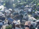 Centre ville de Megève vu de la montgolfière