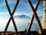 discovering the Mont Blanc through the basket of a hot air balloon