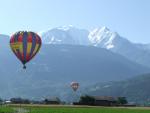 hot air balloon landing in the Mont Blanc Valley