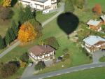 flying over french alps in automn season