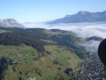 Megève et vallée de Sallanches sous la brume estivale